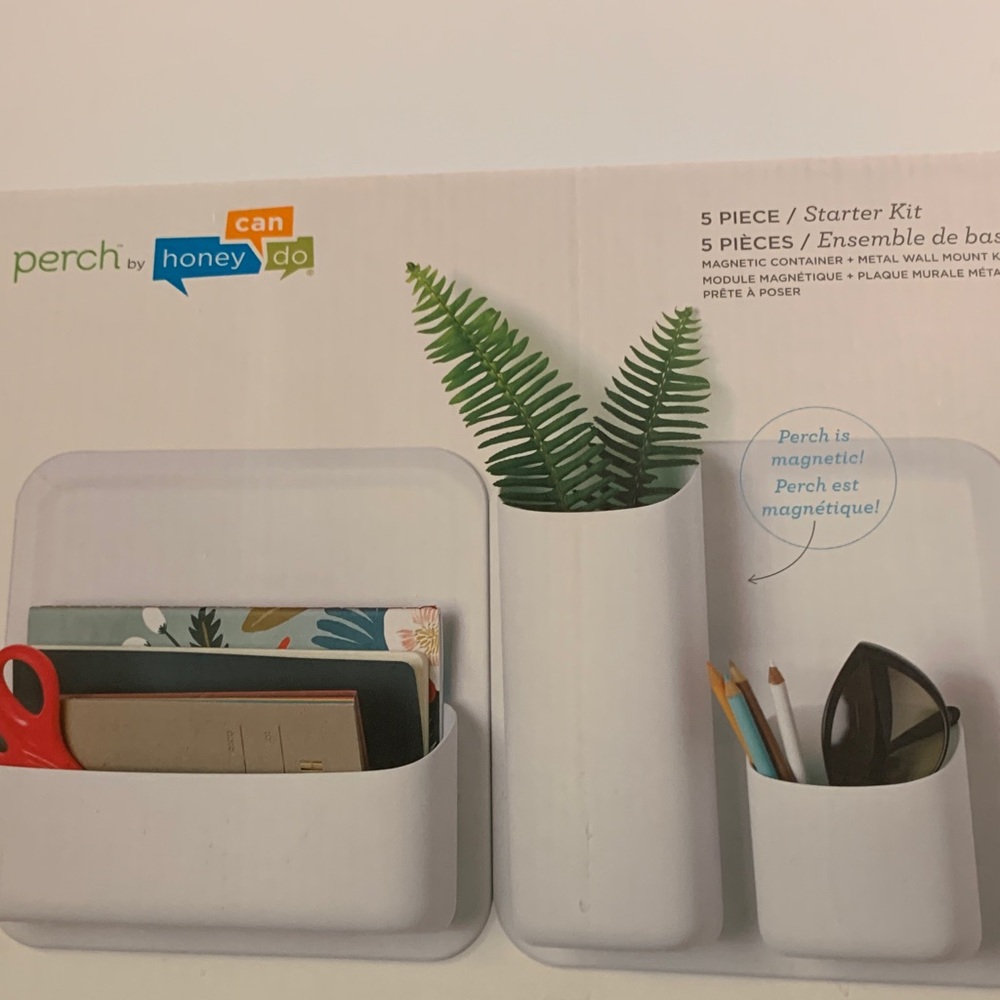 Honey-Can-Do White Magnetic Organizer Set